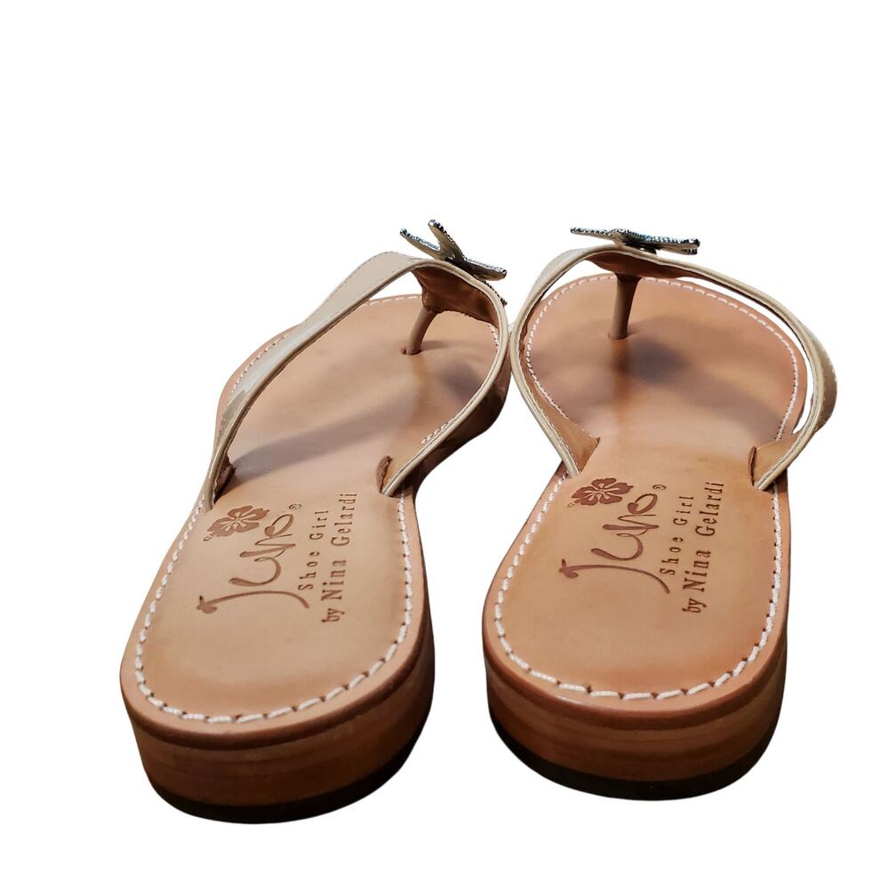 Juno Shoe Girl Maya Jeweled Starfish Thong Sandals EU 38 US 8 Leather Tan Shoe - Picture 4 of 11